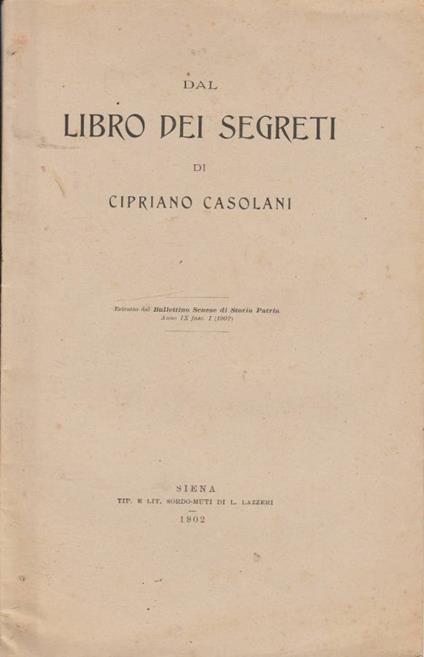 Dal libro dei segreti - copertina