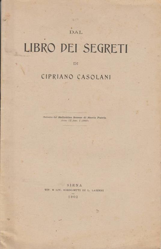 Dal libro dei segreti - copertina