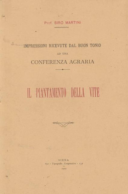 Il piantamento della vite - copertina