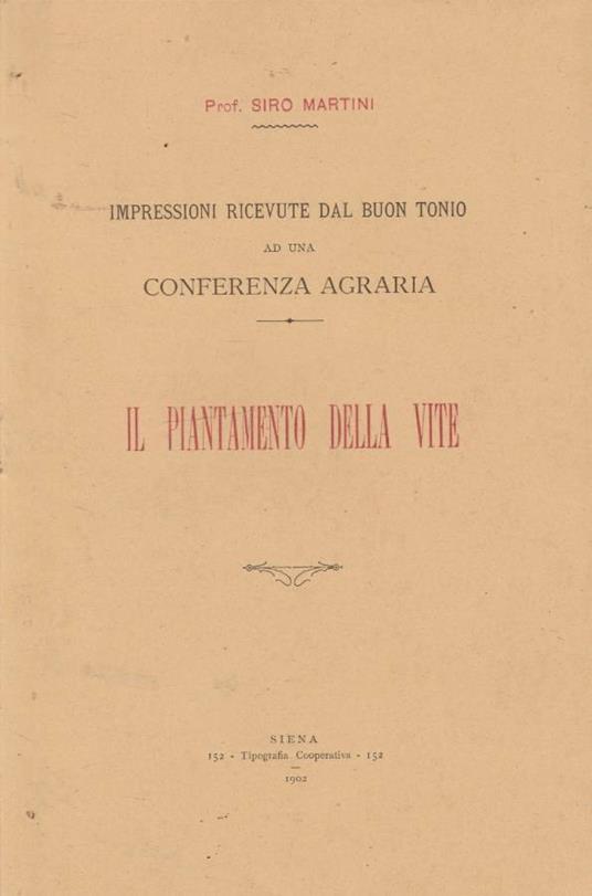 Il piantamento della vite - copertina