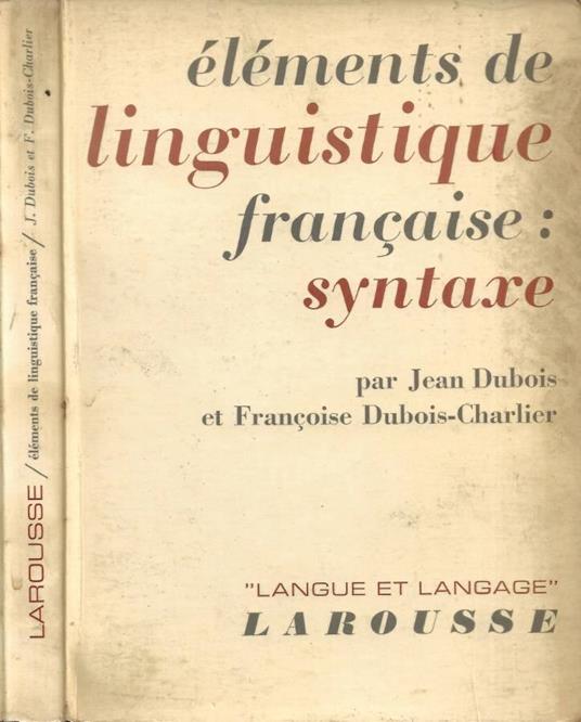 Éléments de Linquistique Francaise - copertina