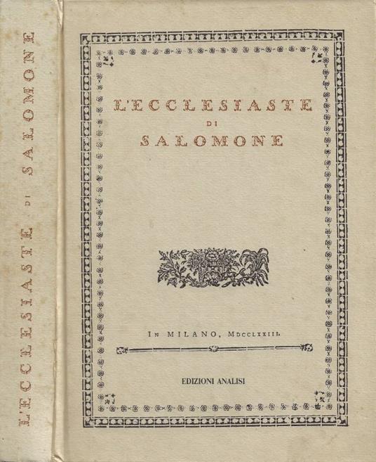 L'Ecclesiaste di Salomone - copertina