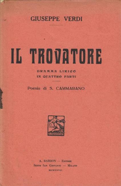 Il trovatore - Giuseppe Verdi - copertina