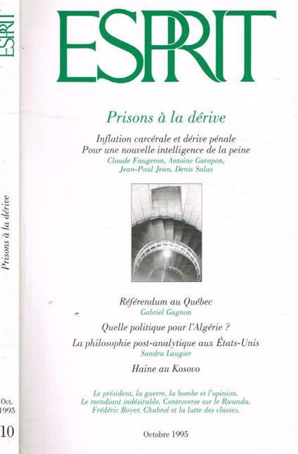 Esprit n.215, octobre 1995 - copertina