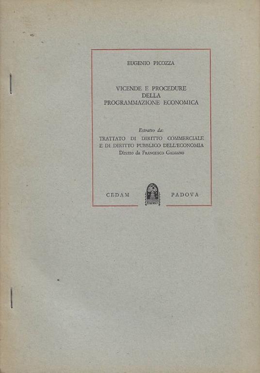 Vicende e Procedure della Programmazione Economica (Estratto - Eugenio Picozza - copertina