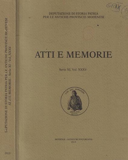 Atti e Memorie serie IX, Vol. XXXV - copertina