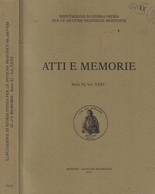 Atti e Memorie serie IX, Vol. XXXV - copertina