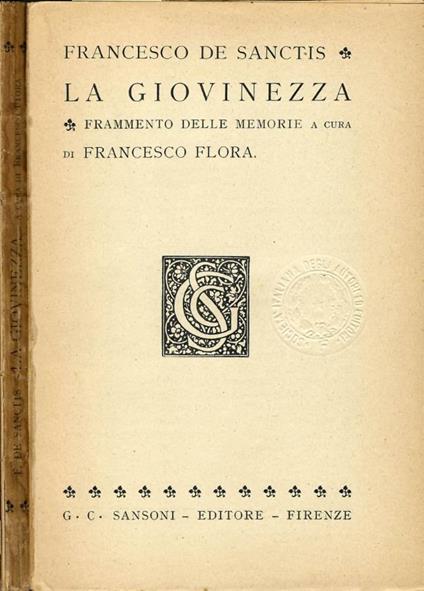 La Giovinezza - Francesco De Sanctis - copertina