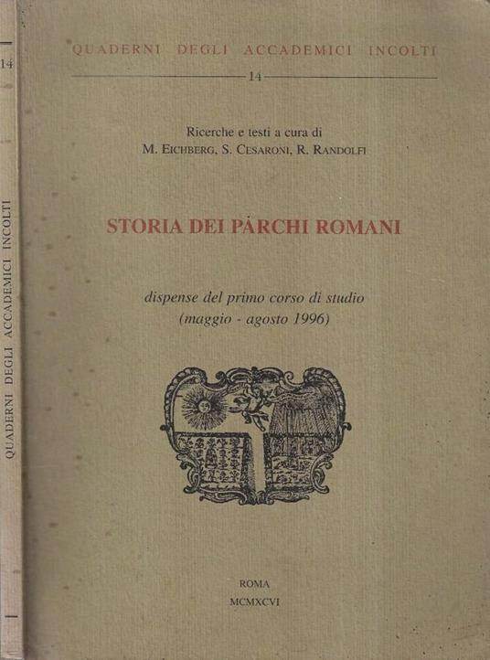 Storia dei parchi romani - copertina
