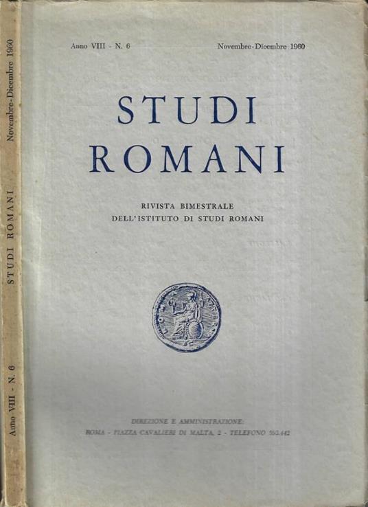 Studi romani Anno VIII n. 6 - copertina