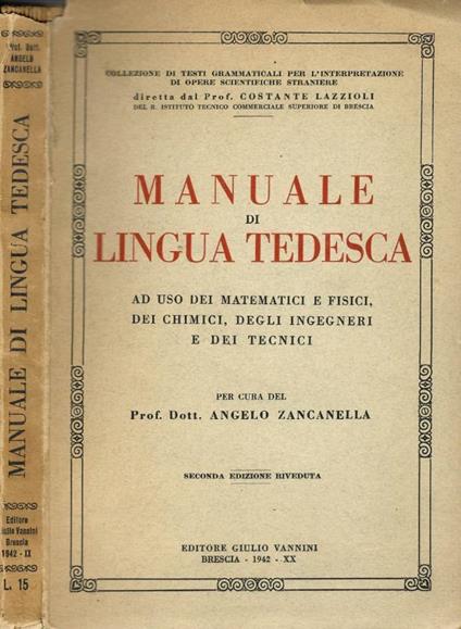 Manuale di Lingua Tedesca ad uso dei matematici e fisici, de - copertina