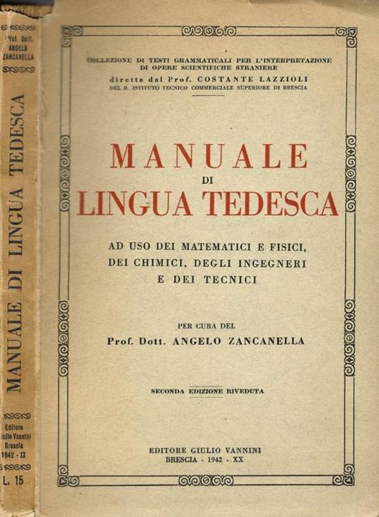 Manuale di Lingua Tedesca ad uso dei matematici e fisici, de - copertina