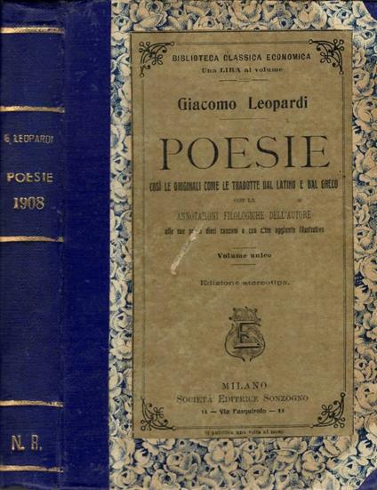 Poesie - Giacomo Leopardi - copertina