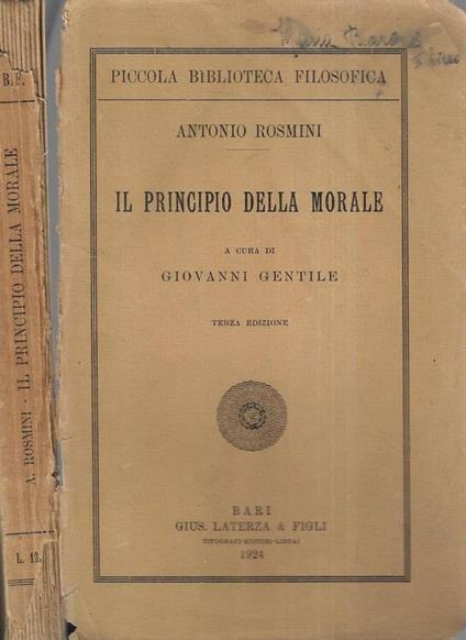 Il principio della morale - Antonio Rosmini - copertina
