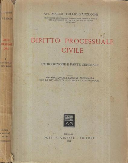 Diritto processuale civile Vol. I - copertina