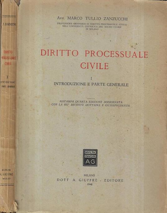 Diritto processuale civile Vol. I - copertina