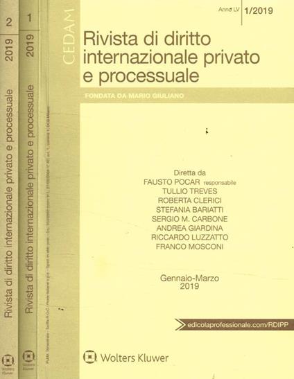 Rivista di diritto internazionale privato e processuale anno - copertina
