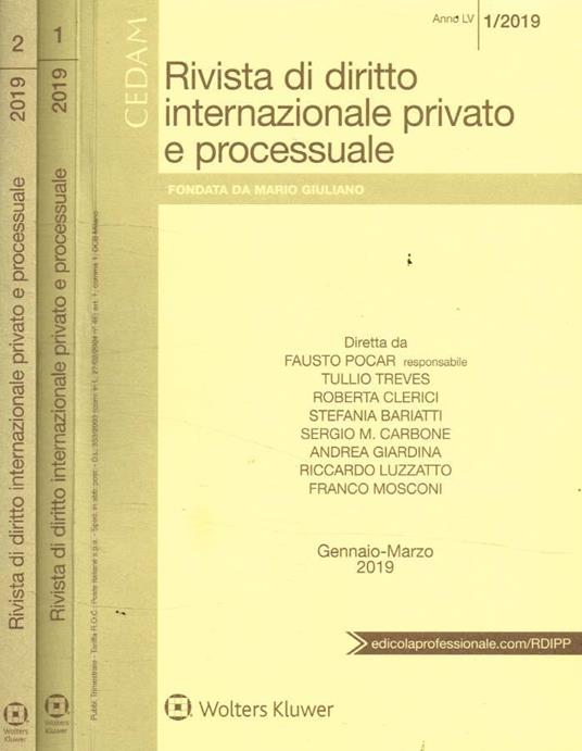 Rivista di diritto internazionale privato e processuale anno - copertina