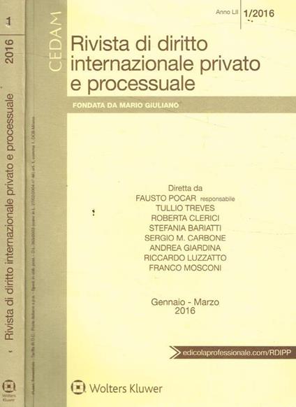 Rivista di diritto internazionale privato e processuale, ann - copertina