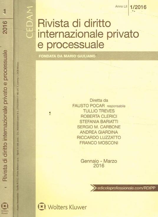 Rivista di diritto internazionale privato e processuale, ann - copertina