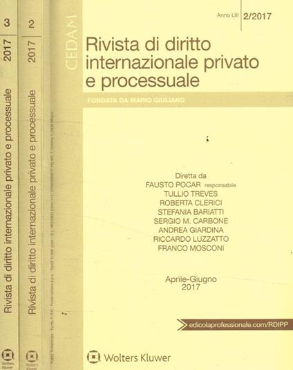 Rivista di diritto internazionale privato e processuale anno - copertina