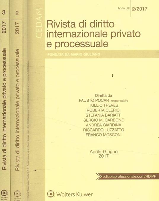 Rivista di diritto internazionale privato e processuale anno - copertina