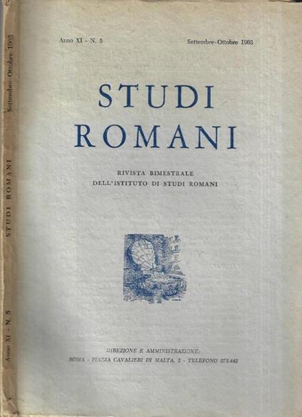Studi romani Anno XI n. 5 - copertina