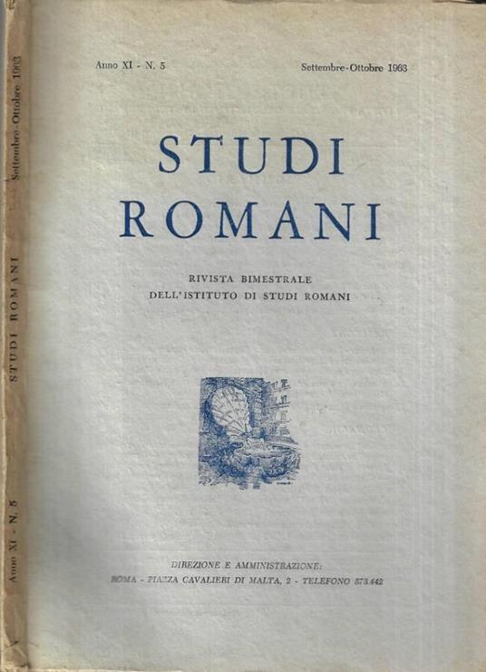 Studi romani Anno XI n. 5 - copertina