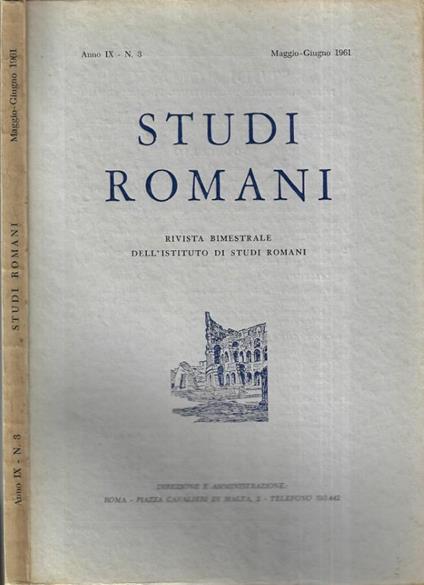 Studi romani Anno IX n. 3 - copertina