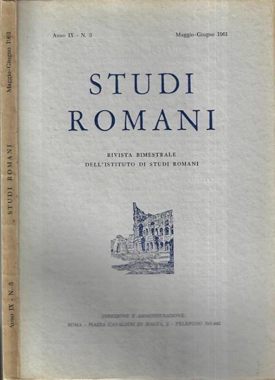 Studi romani Anno IX n. 3 - copertina