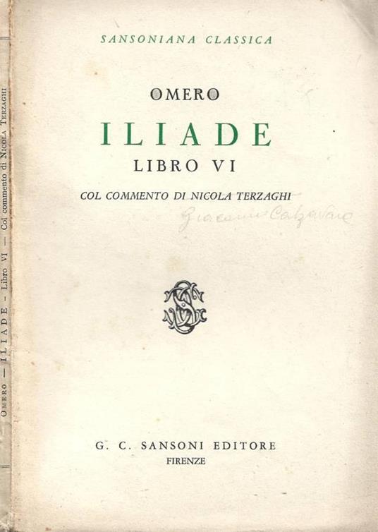 Iliade. Libro VI - copertina