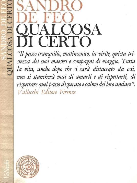 Qualcosa di certo - Sandro De Feo - copertina