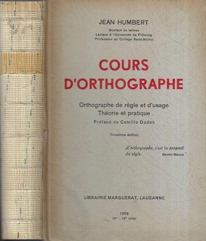 Cours d' orthographe - copertina