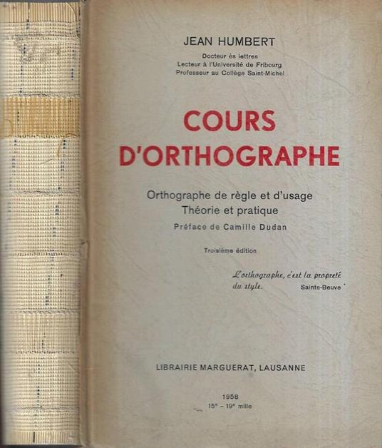 Cours d' orthographe - copertina