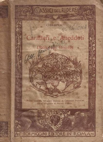 Caratteri e Aneddoti - Nicolas de Chamfort - copertina