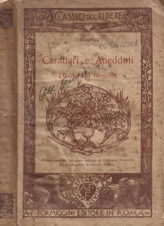 Caratteri e Aneddoti - Nicolas de Chamfort - copertina