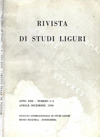 Rivista di studi liguri. Anno XXII - Numero 2-4, aprile-dice - copertina