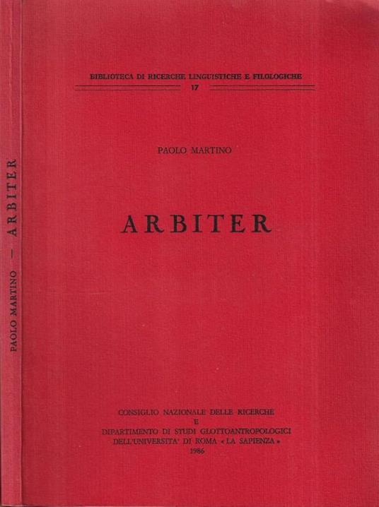 Arbiter - Paolo Martino - copertina