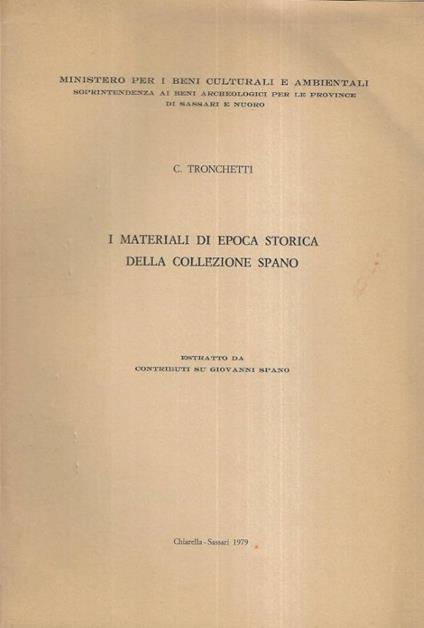 I materiali di epoca storica della Collezione Spano - copertina