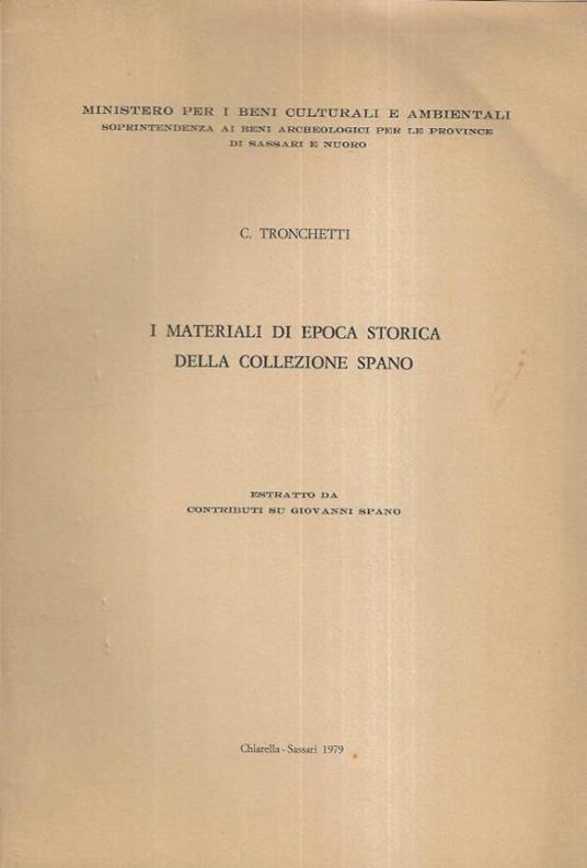 I materiali di epoca storica della Collezione Spano - copertina