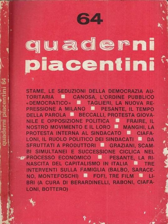 Quaderni piacentini 64 - copertina
