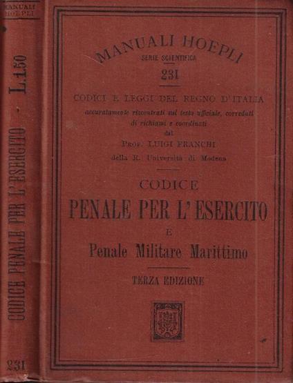 Codice penale per l' Esercito - Luigi Franchi - copertina