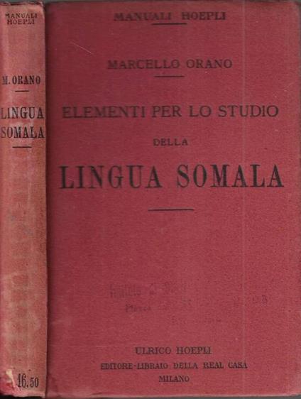 Elementi per lo studio della lingua somala - copertina
