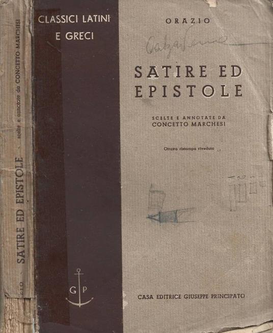 Satire ed epistole - copertina