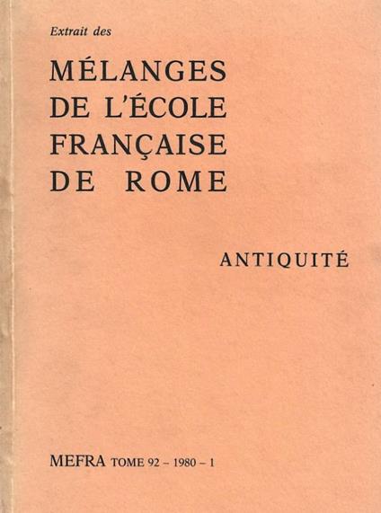 Extrait des mélanges de l'école francaise de Rome. MEFRA, To - Lucia Saguì - copertina