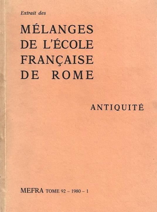 Extrait des mélanges de l'école francaise de Rome. MEFRA, To - Lucia Saguì - copertina