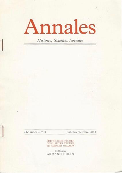 Annales - 66e année n. 3 - juillet-septembre 2011 - copertina