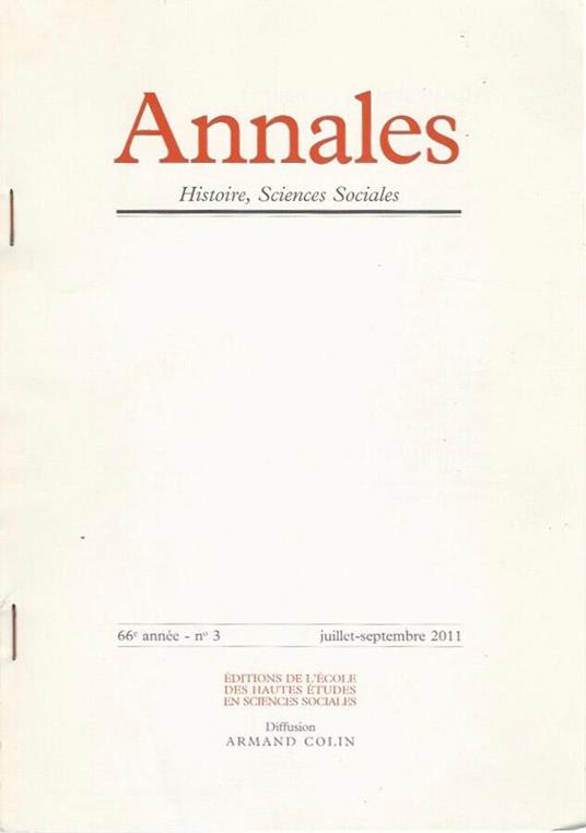 Annales - 66e année n. 3 - juillet-septembre 2011 - copertina