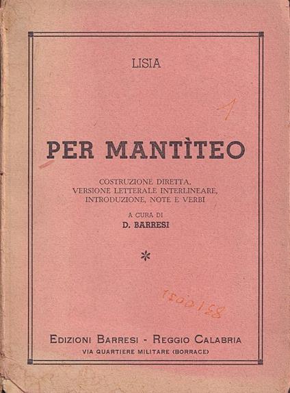 Per mantìteo - copertina