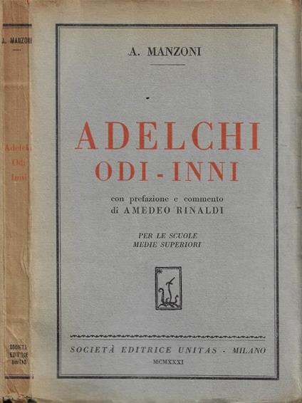 Adelchi. Odi. Inni - copertina